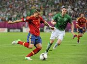 14 June 2012; Fernando Torres, Spain, shoots to score his side's first goal after four minutes. EURO2012, Group C, Spain v Republic of Ireland, Arena Gdansk, Gdansk, Poland. Picture credit: Pat Murphy / SPORTSFILE