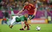 14 June 2012; Jonathan Walters, Republic of Ireland, in action against Xabi Alonso, Spain. EURO2012, Group C, Spain v Republic of Ireland Arena Gdansk, Gdansk, Poland. Picture credit: David Maher / SPORTSFILE
