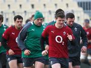 15 June 2012; Ireland's Brian O'Driscoll followed by team-mates Mike Ross, left, and Fergus McFadden, right, during the squad captain's run ahead of their Steinlager Series 2012, 2nd test, game against New Zealand on Saturday. Ireland Rugby Squad Captain's Run, AMI Stadium, Christchurch, New Zealand. Picture credit: Dianne Manson / SPORTSFILE