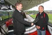 15 June 2012; Mark Anscombe is interviewed for TV after he was unveiled as the new head coach of Ulster Rugby. Ravenhill Park, Belfast, Co. Antrim. Picture credit: John Dickson / SPORTSFILE