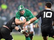 16 June 2012; Sean O'Brien, Ireland, tries to break through the New Zealand defence. Steinlager Series 2012, 2nd Test, New Zealand v Ireland, AMI Stadium, Christchurch, New Zealand. Picture credit: Ross Setford / SPORTSFILE