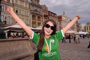 17 June 2012; Republic of Ireland supporter Julie Valentine, from Greystones, Co. Wicklow, in the centre of Poznan ahead of the Republic of Ireland's EURO2012 game against Italy on Monday. Poznan, Poland. Picture credit: David Maher / SPORTSFILE