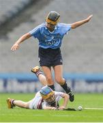 10 September 2017; Hannah Core of Westmeath in action against Gráinne Power of Westmeath during the Liberty Insurance All-Ireland Premier Junior Camogie Championship Final match between Dublin and Westmeath at Croke Park in Dublin. Photo by Piaras Ó Mídheach/Sportsfile