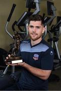 14 September 2017; Ronan Murray of Galway United, who works as a gym instructor at the Broadhaven Bay Hotel Spa and Leisure Centre, with his SSE Airtricity / SWAI Player of the Month Award for August 2017 at the Broadhaven Bay Hotel in Belmullet, Co Mayo. Photo by Ray McManus/Sportsfile