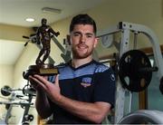 14 September 2017; Ronan Murray of Galway United, who works as a gym instructor at the Broadhaven Bay Hotel Spa and Leisure Centre, with his SSE Airtricity / SWAI Player of the Month Award for August 2017 at the Broadhaven Bay Hotel in Belmullet, Co Mayo. Photo by Ray McManus/Sportsfile