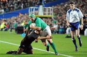 23 June 2012; Rory Best, Ireland, is tackled by Aaron Smith, New Zealand. Steinlager Series 2012, 3rd Test, New Zealand v Ireland, Waikato Stadium, Hamilton, New Zealand. Picture credit: Ross Setford / SPORTSFILE