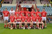 24 June 2012; The Cork team, back row, from left, Joe Jordan, Stephen Nyhan, Stephen White, Colm Casey, Darragh Rodgers, Brian O'Sullivan, Vincent Hurley and Adrian Mannix, with, front row, from left, Olann Kelleher, Michael O'Sullivan, Mark Sugrue, David Drake, Brendan Withers and Brian Lawton. Munster GAA Hurling intermediate Championship Semi-Final, Cork v Tipperary, Páirc Uí Chaoimh, Cork. Picture credit: Stephen McCarthy / SPORTSFILE