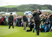 28 June 2012; Padraig Harrington watches his second shot from the 16th fairway during the 2012 Irish Open Golf Championship. Royal Portrush, Portrush, Co. Antrim. Picture credit: Matt Browne / SPORTSFILE