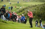 28 June 2012; Keegan Bradley pitches onto the 9th green during the 2012 Irish Open Golf Championship. Royal Portrush, Portrush, Co. Antrim. Picture credit: Matt Browne / SPORTSFILE