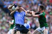 17 September 2017; Bernard Brogan of Dublin is tackled by Keith Higgins, left, and Stephen Coen of Mayo during the GAA Football All-Ireland Senior Championship Final match between Dublin and Mayo at Croke Park in Dublin. Photo by Ramsey Cardy/Sportsfile