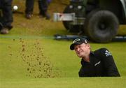 1 July 2012; Jamie Donaldson, Wales, plays from the bunker onto the 11th green during the 2012 Irish Open Golf Championship. Royal Portrush, Portrush, Co. Antrim. Picture credit: Matt Browne / SPORTSFILE