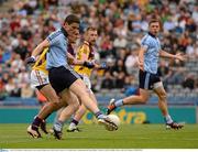 1 July 2012; Diarmuid Connolly shoots to score a goal for Dublin early in the first half. Leinster GAA Football Senior Championship Semi-Final, Dublin v Wexford, Croke Park, Dublin. Picture credit: Ray McManus / SPORTSFILE