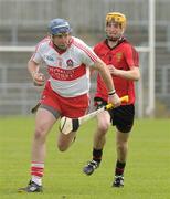 1 July 2012; Paddy McCloskey, Down, in action against Paul Keith, Derry. Ulster GAA Hurling Senior Championship Semi-Final, Down v Derry, Casement Park, Belfast, Co. Antrim. Picture credit: Philip Fitzpatrick / SPORTSFILE