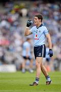 1 July 2012; Dublin goal scorer Diarmuid Connolly, who was later sent off, enjoys a drink during the first half. Leinster GAA Football Senior Championship Semi-Final, Dublin v Wexford, Croke Park, Dublin. Picture credit: Ray McManus / SPORTSFILE