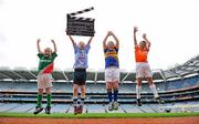 3 July 2012; Acquired Brain Injury Ireland has teamed up with the GAA and GPA to launch the organisations Concussion Awareness Video Campaign; educating players about an injury that must be taken seriously. The organisations are appealing to players, coaches, volunteers and parents to watch the online video and educate themselves about concussion management for player welfare. In attendance at the launch are, from left, James O'Connell, age 5, Mayo, Mark Bailey, age 9, Dublin, Sean O'Connell, age 9, Tipperary and Eoghan Quinn, age 9, Armagh. Croke Park, Dublin. Picture credit: Brendan Moran / SPORTSFILE