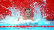 5 July 2012; Mihnea Chioveanu, Romania, jumps into the water during the warm-up. Dublin Cup 2012, International 5 Nation Water Polo Tournamnet, National Aquatics Centre, Abbotstown, Dublin. Picture credit: Stephen McCarthy / SPORTSFILE