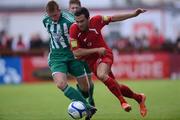 7 July 2012; Ross Gaynor, Sligo Rovers, in action against Shane O'Connor, Bray Wanderers. Airtricity League Premier Division, Sligo Rovers v Bray Wanderers, Showgrounds, Sligo. Picture credit: David Maher / SPORTSFILE