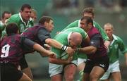 28 September 2002; John Hayes of Ireland is tackled by Akvsenti Guiorgadze of Georgia during the Rugby World Cup 2003 Qualifier match between Ireland and Georgia at Lansdowne Road in Dublin. Photo by Matt Browne/Sportsfile
