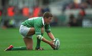 28 September 2002; Ronan O'Gara of Ireland lines up a penalty during the Rugby World Cup 2003 Qualifier match between Ireland and Georgia at Lansdowne Road in Dublin. Photo by Brendan Moran/Sportsfile