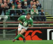 28 September 2002; Brian O'Driscoll of Ireland scores his side's third try during the Rugby World Cup 2003 Qualifier match between Ireland and Georgia at Lansdowne Road in Dublin. Photo by Matt Browne/Sportsfile