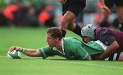 28 September 2002; Guy Easterby of Ireland scores his side's seventh try during the Rugby World Cup 2003 Qualifier match between Ireland and Georgia at Lansdowne Road in Dublin. Photo by Brendan Moran/Sportsfile