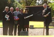 4 October 2002; Pictured at the launch of the 2003 Special Olympics World Games School Enrichment Programme, sponsored by An Post, are from left, Denis O'Brien, Chairman, 2003 World Games Organising Committee, Martin McGuinness MP, MLA, Minister of Education, John Hynes, CEO, An Post, Noel Dempsey TD, Minister of Education & Science; schoolgirl Stephanie Mc Court, age 8, from Leopardstown, Dublin, and Paul Brown, Schools Enrichment Programme Manager, 2003 Special Olympics World Games. Photo by Brendan Moran/Sportsfile