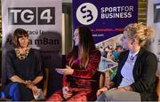 23 September 2017; Attendees, from left, MC Gráinne McElwain, World and Europe Boxing medallist Kellie Harrington and All-Ireland Ladies Football winner Valerie Mulcahy in attendance during Women in Sport: the Challenges and Opportunities discussion panel. Women in Sport: The Challenges and Opportunities TG4 in partnership with Sport for Business, hosted a panel discussion entitled Women in Sport, the Challenges and Opportunities. The panel discussion took place at the Croke Park Hotel on Saturday September 23rd. The chairperson on the night was Gráinne McElwain and the panellists were: Irish Rugby Legend Lindsay Peat, All-Ireland Ladies Football winner Valerie Mulcahy, World and Europe Boxing medallist Kellie Harrington, and Champion Jockey Rachael Blackmore. The Croke Park Hotel in Dublin. Photo by Piaras Ó Mídheach/Sportsfile