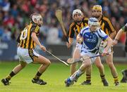 11 July 2012; David Freeman, Laois, in action against Kevin Kelly, left, and Padraig Walsh, Kilkenny. Bord Gais Energy Leinster GAA Hurling Under 21 Championship Final, Laois v Kilkenny, O'Moore Park, Portlaoise, Co. Laois. Picture credit: Pat Murphy / SPORTSFILE