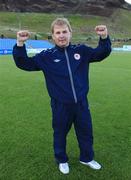 12 July 2012; St. Patrick's Athletic manager Liam Buckley celebrates at the end of the game. UEFA Europa League First Qualifying Round, Second Leg, ÍBV Vestmannaeyjar v St. Patrick's Athletic, Hásteinsvöllur, Vestmannaeyjar, Iceland. Picture credit: Sæþór Vídó / SPORTSFILE