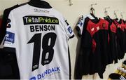 25 September 2017; A general view of the jersey assigned to Robbie Benson hanging in the dressing room ahead of the SSE Airtricity Premier Division match between Cork City and Dundalk at Turners Cross, in Cork. Photo by Eóin Noonan/Sportsfile