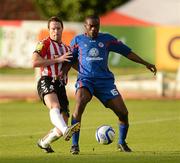 13 July 2012; Joseph Ndo, Sligo Rovers, in action against Barry Molloy, Derry City. Airtricity League Premier Division, Derry City v Sligo Rovers, Brandywell, Derry. Picture credit: Oliver McVeigh / SPORTSFILE