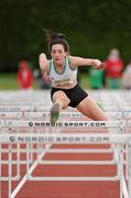 14 July 2012; Nessa Millet, left, St. Abbans A.C., Co. Carlow on her way to winning the Girl's Under-19 100m Hurdles Final. Woodie’s DIY Juvenile Track and Field Championships of Ireland, Tullamore Harriers Stadium, Tullamore, Co. Offaly. Picture credit: Tomas Greally / SPORTSFILE
