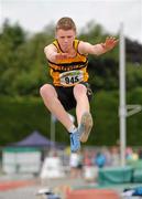 14 July 2012; Jack Murphy, Leevale A.C., Co. Cork, in action during the Boy's Under-15 Long Jump event. Woodie’s DIY Juvenile Track and Field Championships of Ireland, Tullamore Harriers Stadium, Tullamore, Co. Offaly. Picture credit: Tomas Greally / SPORTSFILE