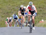 15 July 2012; Stephen Bassett, Team Specialized Racing, approaches the finish line to take victory on Stage 6 of the 2012 Junior Tour of Ireland, Castlebar - Windy Gap, Co. Mayo. Picture credit: Stephen McMahon / SPORTSFILE