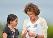 17 July 2012; Team Ireland Chef de Mission Sonia O'Sullivan with her daughter Sophie at the Cork City Sports 2012, CIT, Bishopstown, Cork. Picture credit: Barry Cregg / SPORTSFILE