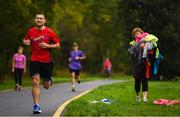 30 September 2017; Dave Linnane of UCC athletics club during the Ballincollig parkrun where Vhi hosted a special event to celebrate their partnership with parkrun Ireland. Former Cork GAA footballer Valerie Mulcahy was on hand to lead the warm up for parkrun participants before completing the 5km course alongside newcomers and seasoned parkrunners alike. Vhi provided walkers, joggers, runners and volunteers at Ballincollig parkrun with a variety of refreshments in the Vhi Relaxation Area at the finish line. A qualified physiotherapist Will Cuddihy was also available to guide participants through a post event stretching routine to ease those aching muscles. Parkruns take place over a 5km course weekly, are free to enter and are open to all ages and abilities, providing a fun and safe environment to enjoy exercise. To register for a parkrun near you visit www.parkrun.ie. New registrants should select their chosen event as their home location. You will then receive a personal barcode which acts as your free entry to any parkrun event worldwide. The Regional Park, Ballincollig, Co Cork. Photo by Eóin Noonan/Sportsfile