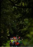 30 September 2017; Participants during the Ballincollig parkrun where Vhi hosted a special event to celebrate their partnership with parkrun Ireland. Former Cork GAA footballer Valerie Mulcahy was on hand to lead the warm up for parkrun participants before completing the 5km course alongside newcomers and seasoned parkrunners alike. Vhi provided walkers, joggers, runners and volunteers at Ballincollig parkrun with a variety of refreshments in the Vhi Relaxation Area at the finish line. A qualified physiotherapist Will Cuddihy was also available to guide participants through a post event stretching routine to ease those aching muscles. Parkruns take place over a 5km course weekly, are free to enter and are open to all ages and abilities, providing a fun and safe environment to enjoy exercise. To register for a parkrun near you visit www.parkrun.ie. New registrants should select their chosen event as their home location. You will then receive a personal barcode which acts as your free entry to any parkrun event worldwide. The Regional Park, Ballincollig, Co Cork. Photo by Eóin Noonan/Sportsfile