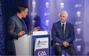 2 October 2017; Bord Gáis Energy Judge Ger Cunningham is interviewed by Micheál Ó Domhnaill of TG4 at the Bord Gáis Energy Team of the Year Awards in Croke Park. Photo by Piaras Ó Mídheach/Sportsfile