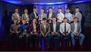 2 October 2017; In attendance at the Bord Gáis Energy Team of the Year Awards are, back row from left, Limerick’s Ronan Lynch, Kilkenny’s Conor Delaney, Limerick’s Kyle Hayes, Limerick’s Cian Lynch, Cork’s Declan Dalton, Kilkenny’s Darren Brennan, Limerick’s Colin Ryan and Kilkenny’s Jason Cleere.  Front row, from left, Limerick’s Peter Casey, Galway’s Conor Whelan, Limerick’s Sean Finn, Limerick’s Aaron Gillane, Galway’s Sean Loftus, Limerick’s Robbie Hanley and Galway’s Thomas Monaghan, in Croke Park. Photo by Piaras Ó Mídheach/Sportsfile