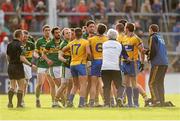 28 July 2012; Kerry and Clare players tussle after Paul Galvin, third from left, was sent off by referee Maurice Deegan. GAA Football All-Ireland Senior Championship Qualifier, Round 4, Kerry v Clare, Gaelic Grounds, Limerick. Picture credit: Diarmuid Greene / SPORTSFILE