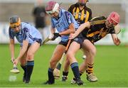 28 July 2012; Kellie Hamilton, Kilkenny, in action against Laura Twomey, left, and Ciara Burgess, Dublin. All-Ireland Senior Camogie Championship, Quarter-Final Qualifier, Dublin v Kilkenny, O'Moore Park, Portlaoise, Co. Laois. Picture credit: Pat Murphy / SPORTSFILE