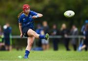 7 October 2017; Natasja Behan of Leinster kicks a conversion following a try by Molly Fitzgerald during the U18 Girls Interprovincial match between Leinster and Connacht at MU Barnhall RFC in Leixlip, Co Kildare. Photo by Seb Daly/Sportsfile