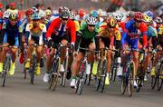 11 October 2002; Ireland's Philip Deignan (156) leads the main pack during the U-23 Men's Road Race. UCI Road World Cycling Championships, Hasselt / Zolder, Belgium. WCC2002. Picture credit; David Maher / SPORTSFILE *EDI*