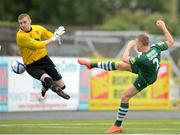 3 August 2012; Ian Turner, Cork City, shoots past Dundalk goalkeeper Peter Cherrie to score his side's first goal. Airtricity League Premier Division, Dundalk v Cork City, Oriel Park, Dundalk, Co. Louth. Photo by Sportsfile