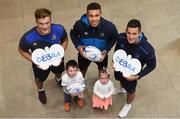 12 October 2017; Jayden and Casey Moore-Connors pictured with Leinster Rugby players Josh van der Flier, Adam Byrne and Noel Reid. Representing Debra Ireland, one of Leinster Rugby’s two charity partners, Jayden will lead Leinster Rugby out for Saturday’s Champions Cup clash against Montpellier in honour of two brave children living with butterfly skin disease EB (epidermolysis bullosa) – his sister Casey and the late Liam Hagan who died of EB three weeks before he was due to be the Leinster mascot against Connacht a year ago. Anyone wishing to support Debra Ireland during #EBAwarenessWeek (23rd – 29th October 2017) is asked to text BUTTERFLY to 50300 to donate €4 and Debra Ireland will receive a minimum of €3.25 from every donation. Photo by Cody Glenn/Sportsfile