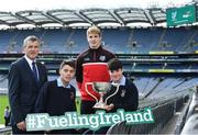 10 October 2017; In attendance at Croke Park for the draw and launch of the Top Oil Leinster Schools Senior Football ‘A’ Championship was, Daniel Flynn of Kildare, with representatives of St Pat's Navan, from left, Colm O'Rourke, Dylan Keating and Aaron Lynch. Croke Park, Dublin. Photo by Sam Barnes/Sportsfile