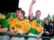 28 September 1997; Declan O'Sullivan, left, and Seamus Moynihan of Kerry celebrate after the GAA Football All-Ireland Senior Championship Final match between Kerry and Mayo at Croke Park in Dublin. Photo by Ray McManus/Sportsfile
