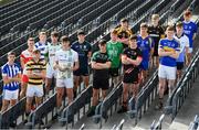 10 October 2017; In attendance at Croke Park for the draw and launch of the Top Oil Leinster Schools Senior Football ‘A’ Championship were, from left, Gavin Sheein of Good Counsel, Matt Moran of SC. Aodhain, Conor Cilleach of Colaiste Eoin, Martin Moloney of St. Mary's Knockbeg College, David Kelly of Sc. Mhuire Clane, Brian Deeny of St. Peter's Wexford, holding the Brother Bosco Cup, Ciarán Kelly of Moate CS, Oisin Donnelly of St. Benildus College, Conan O'Hara of Col Mhuire Mullingar, Niall Carty of Athlone CC, Cathal Farrell of St. Mary's Edenderry, Eoin Mulvihill of Marist Athlone, Cian Buckley of Patrician Newbridge, Killian Thompson of Naas CBS, James Murray of Maynooth Post Primary and Robbie O'Connell of St. Mel's Longford. Croke Park in Dublin. Photo by Sam Barnes/Sportsfile