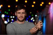 13 October 2017; Galway's David Burke with his Hurling Personality Award at the Gaelic Writers Association Awards 2017 at the Jackson Court Hotel, Harcourt Street, in Dublin. Photo by Piaras Ó Mídheach/Sportsfile