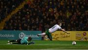 13 October 2017; Karl Sheppard of Cork City in action against Shane Supple of Bohemians during the SSE Airtricity League Premier Division match between Bohemians and Cork City at Dalymount Park in Dublin. Photo by Stephen McCarthy/Sportsfile